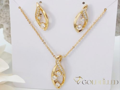 Antyalergiczny naszyjnik Goldfilled 45cm/1mm + wisiorek + kolczyki