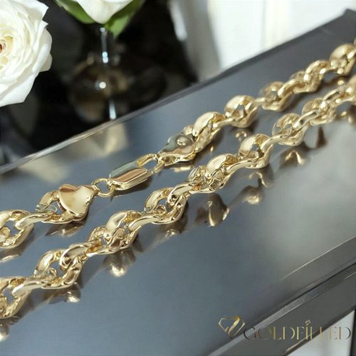 Goldfilled Antyalergiczny Luksusowy Naszyjnik 45cm Długi i 7mm Szeroki Kolor 14K