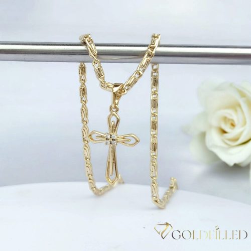  Antyalergiczny naszyjnik Goldfilled 50cm/3mm + wisiorek, kolor 14K