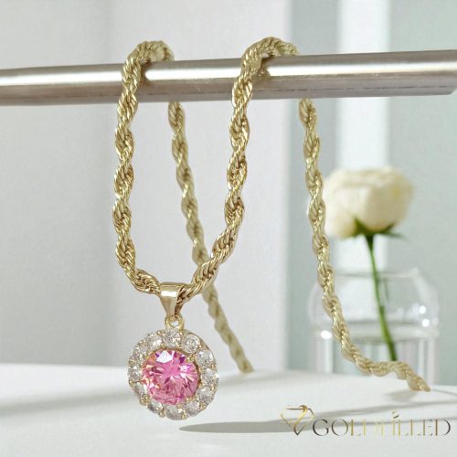  Antyalergiczny naszyjnik Goldfilled 50cm/3mm + wisiorek, kolor 14K