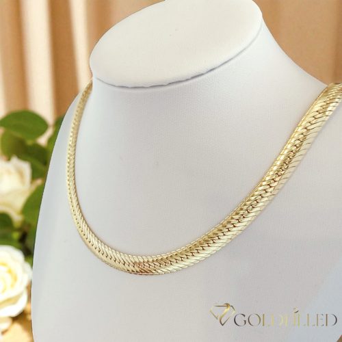Goldfilled Antyalergiczny Luksusowy Naszyjnik 50cm Długi i 7mm Szeroki Kolor 14K