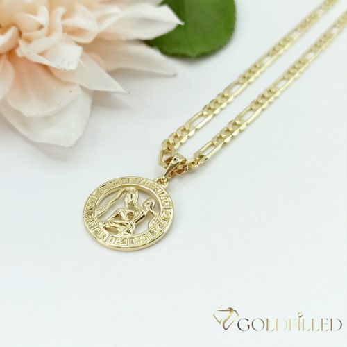 Naszyjnik antyalergiczny Goldfilled 50cm / 4mm + zawieszka Wodnik  kolor 14K