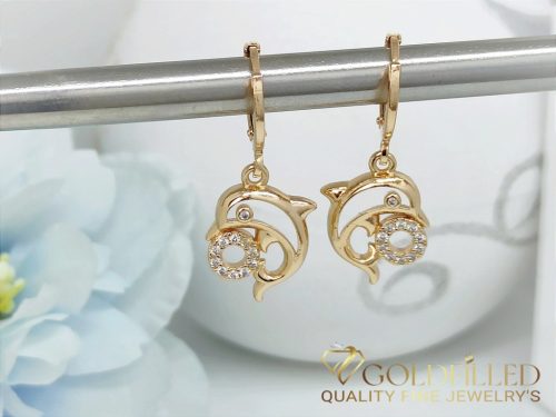Goldfilled Antyalergiczne Kolczyki z Delfinem 28mm 18K Kolor	