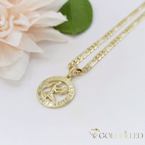 Naszyjnik antyalergiczny Goldfilled 45cm / 4mm + zawieszka panna kolor 14K
