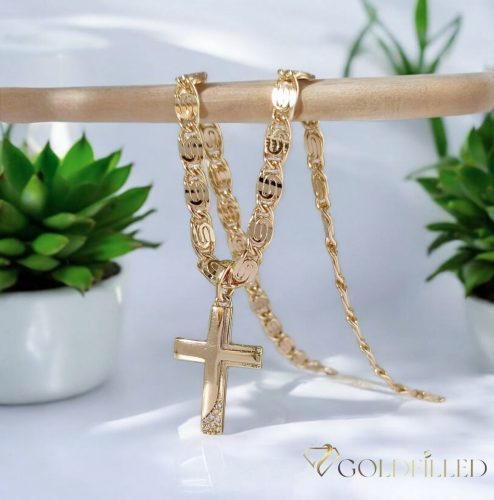  Antyalergiczny naszyjnik Goldfilled 45cm/4mm + wisiorek, kolor 18K