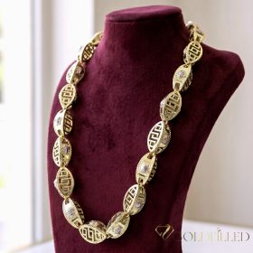   Goldfilled Antyalergiczny Luksusowy Naszyjnik Barakka 70cm Długi i 16mm Szeroki (230g) Kolor 14K Multikolor