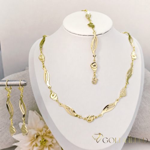Antyalergiczny naszyjnik Goldfilled 50cm/6-8mm + bransoletka 19cm + kolczyki, kolor 14K
