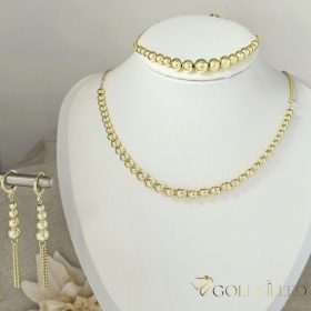   Antyalergiczny naszyjnik Goldfilled 45 cm/3-5mm + bransoletka 17-20cm + kolczyki, kolor 14K