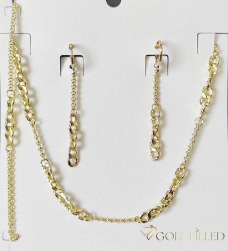 Antyalergiczny naszyjnik Goldfilled 45 cm/2-6mm + bransoletka 17cm + kolczyki, kolor 14K