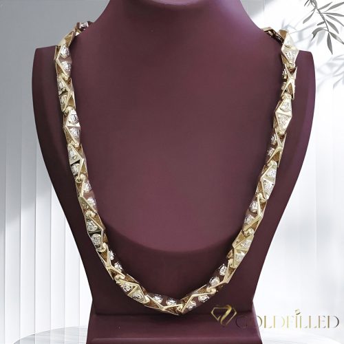 Goldfilled Antyalergiczny Luksusowy Naszyjnik Barakka 60cm Długi i 11mm Szeroki (145g ! ) Kolor 14K Multikolor