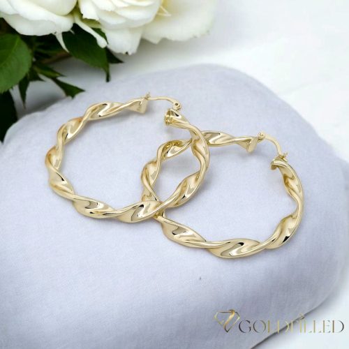 Goldfilled Antyalergiczne kręcone kolczyki 50mm kolor 14K	