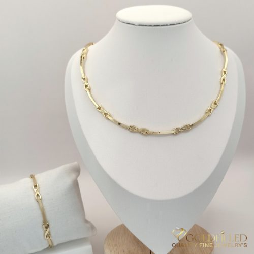 Antyalergiczny naszyjnik Goldfilled 45 cm/6mm + bransoletka 19cm  kolor 14K
